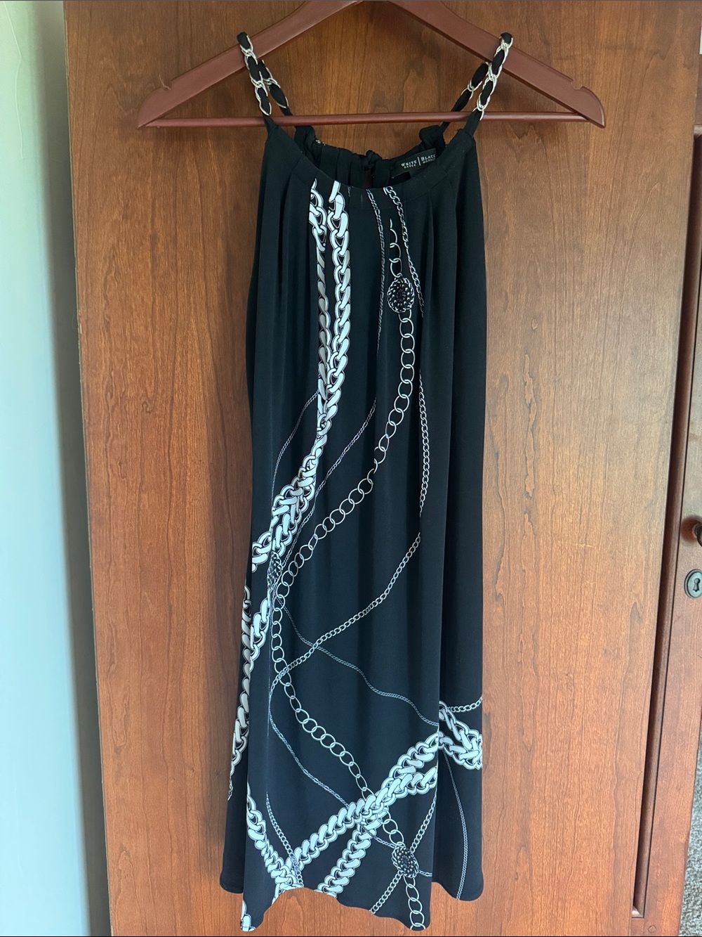 Black Chain-Print Dress White House Black Market